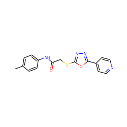 Cc1ccc(NC(=O)CSc2nnc(-c3ccncc3)o2)cc1 ZINC000000531867