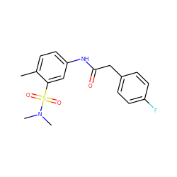 Cc1ccc(NC(=O)Cc2ccc(F)cc2)cc1S(=O)(=O)N(C)C ZINC000012922543