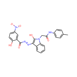 Cc1ccc(NC(=O)Cn2c(O)c(N=NC(=O)c3cc([N+](=O)[O-])ccc3O)c3ccccc32)cc1 ZINC000253989091