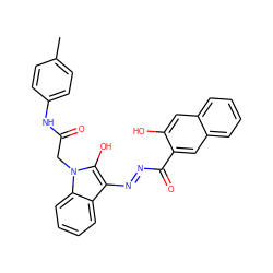 Cc1ccc(NC(=O)Cn2c(O)c(N=NC(=O)c3cc4ccccc4cc3O)c3ccccc32)cc1 ZINC000253978780