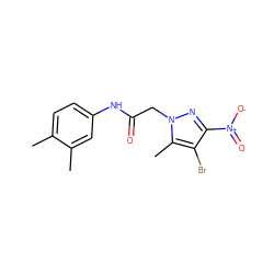 Cc1ccc(NC(=O)Cn2nc([N+](=O)[O-])c(Br)c2C)cc1C ZINC000001059786