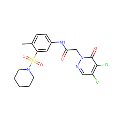 Cc1ccc(NC(=O)Cn2ncc(Cl)c(Cl)c2=O)cc1S(=O)(=O)N1CCCCC1 ZINC000009981709