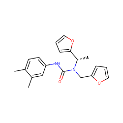 Cc1ccc(NC(=O)N(Cc2ccco2)[C@@H](C)c2ccco2)cc1C ZINC000000262759