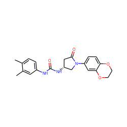 Cc1ccc(NC(=O)N[C@@H]2CC(=O)N(c3ccc4c(c3)OCCO4)C2)cc1C ZINC000004479716