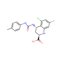 Cc1ccc(NC(=O)N[C@H]2C[C@H](C(=O)O)Nc3cc(Cl)cc(Cl)c32)cc1 ZINC000013455315