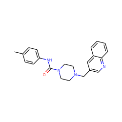 Cc1ccc(NC(=O)N2CCN(Cc3cnc4ccccc4c3)CC2)cc1 ZINC000035930870