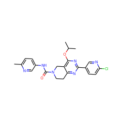 Cc1ccc(NC(=O)N2CCc3nc(-c4ccc(Cl)nc4)nc(OC(C)C)c3C2)cn1 ZINC000068248113