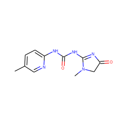 Cc1ccc(NC(=O)NC2=NC(=O)CN2C)nc1 ZINC000049778378