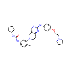 Cc1ccc(NC(=O)NC2CCCC2)cc1N1CCc2nc(Nc3ccc(OCCN4CCCC4)cc3)ncc2C1 ZINC000146176627