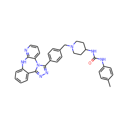 Cc1ccc(NC(=O)NC2CCN(Cc3ccc(-c4nnc5n4-c4cccnc4Nc4ccccc4-5)cc3)CC2)cc1 ZINC000096174101