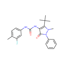 Cc1ccc(NC(=O)Nc2c(C(C)(C)C)n(C)n(-c3ccccc3)c2=O)cc1F ZINC000038157795