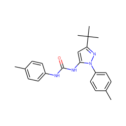 Cc1ccc(NC(=O)Nc2cc(C(C)(C)C)nn2-c2ccc(C)cc2)cc1 ZINC000000732648