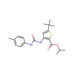 Cc1ccc(NC(=O)Nc2cc(C(C)(C)C)sc2C(=O)OC(C)C)cc1 ZINC000028222970