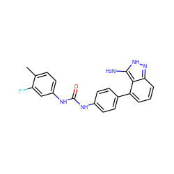 Cc1ccc(NC(=O)Nc2ccc(-c3cccc4n[nH]c(N)c34)cc2)cc1F ZINC000035323403