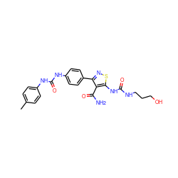 Cc1ccc(NC(=O)Nc2ccc(-c3nsc(NC(=O)NCCCO)c3C(N)=O)cc2)cc1 ZINC000145703373