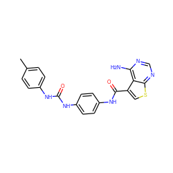 Cc1ccc(NC(=O)Nc2ccc(NC(=O)c3csc4ncnc(N)c34)cc2)cc1 ZINC000063298216