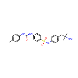 Cc1ccc(NC(=O)Nc2ccc(S(=O)(=O)Nc3ccc(CC(C)(C)N)cc3)cc2)cc1 ZINC000049089593