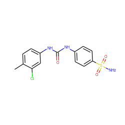 Cc1ccc(NC(=O)Nc2ccc(S(N)(=O)=O)cc2)cc1Cl ZINC000243093230