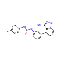 Cc1ccc(NC(=O)Nc2cccc(-c3cccc4[nH]nc(N)c34)c2)cc1 ZINC000473144230