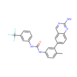 Cc1ccc(NC(=O)Nc2cccc(C(F)(F)F)c2)cc1-c1ccc2nc(N)ncc2c1 ZINC000029134698