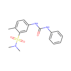 Cc1ccc(NC(=O)Nc2ccccc2)cc1S(=O)(=O)N(C)C ZINC000096283185