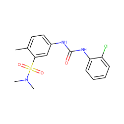 Cc1ccc(NC(=O)Nc2ccccc2Cl)cc1S(=O)(=O)N(C)C ZINC000096283179