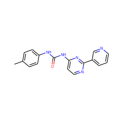 Cc1ccc(NC(=O)Nc2ccnc(-c3cccnc3)n2)cc1 ZINC000001390011