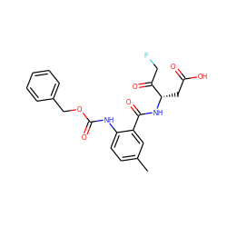 Cc1ccc(NC(=O)OCc2ccccc2)c(C(=O)N[C@@H](CC(=O)O)C(=O)CF)c1 ZINC000028825302