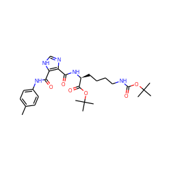 Cc1ccc(NC(=O)c2[nH]cnc2C(=O)N[C@@H](CCCCNC(=O)OC(C)(C)C)C(=O)OC(C)(C)C)cc1 ZINC000015952253