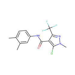 Cc1ccc(NC(=O)c2c(C(F)(F)F)nn(C)c2Cl)cc1C ZINC000003128539