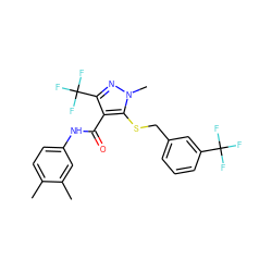 Cc1ccc(NC(=O)c2c(C(F)(F)F)nn(C)c2SCc2cccc(C(F)(F)F)c2)cc1C ZINC000003128566