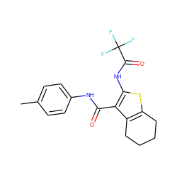 Cc1ccc(NC(=O)c2c(NC(=O)C(F)(F)F)sc3c2CCCC3)cc1 ZINC000409114457