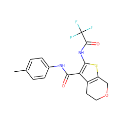 Cc1ccc(NC(=O)c2c(NC(=O)C(F)(F)F)sc3c2CCOC3)cc1 ZINC001772604974