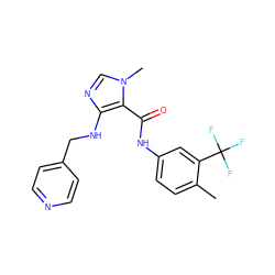 Cc1ccc(NC(=O)c2c(NCc3ccncc3)ncn2C)cc1C(F)(F)F ZINC000028889764