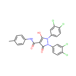 Cc1ccc(NC(=O)c2c(O)n(-c3ccc(Cl)c(Cl)c3)n(-c3ccc(Cl)c(Cl)c3)c2=O)cc1 ZINC000036184641