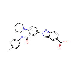 Cc1ccc(NC(=O)c2cc(-n3cc4cc(C(=O)O)ccc4n3)ccc2N2CCCCC2)cc1 ZINC000653790492