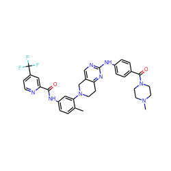 Cc1ccc(NC(=O)c2cc(C(F)(F)F)ccn2)cc1N1CCc2nc(Nc3ccc(C(=O)N4CCN(C)CC4)cc3)ncc2C1 ZINC000146945036