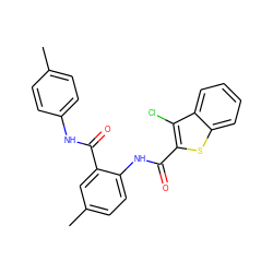 Cc1ccc(NC(=O)c2cc(C)ccc2NC(=O)c2sc3ccccc3c2Cl)cc1 ZINC000013487468