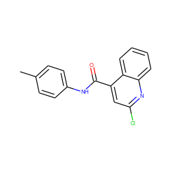 Cc1ccc(NC(=O)c2cc(Cl)nc3ccccc23)cc1 ZINC000000336650