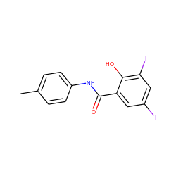 Cc1ccc(NC(=O)c2cc(I)cc(I)c2O)cc1 ZINC000004014108