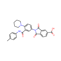 Cc1ccc(NC(=O)c2cc(N3C(=O)c4ccc(C(=O)O)cc4C3=O)ccc2N2CCCCC2)cc1 ZINC000001122101