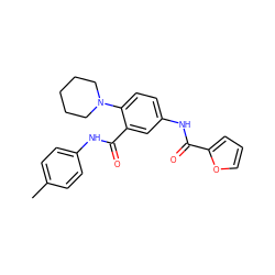 Cc1ccc(NC(=O)c2cc(NC(=O)c3ccco3)ccc2N2CCCCC2)cc1 ZINC000001149833