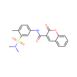 Cc1ccc(NC(=O)c2cc3ccccc3oc2=O)cc1S(=O)(=O)N(C)C ZINC000005866760