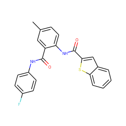 Cc1ccc(NC(=O)c2cc3ccccc3s2)c(C(=O)Nc2ccc(F)cc2)c1 ZINC000013487504