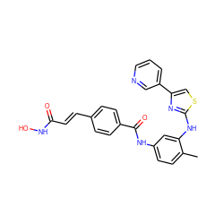 Cc1ccc(NC(=O)c2ccc(/C=C/C(=O)NO)cc2)cc1Nc1nc(-c2cccnc2)cs1 ZINC000044459889