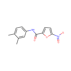 Cc1ccc(NC(=O)c2ccc([N+](=O)[O-])o2)cc1C ZINC000000211774