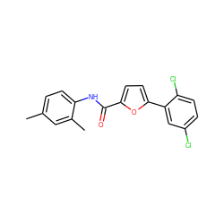 Cc1ccc(NC(=O)c2ccc(-c3cc(Cl)ccc3Cl)o2)c(C)c1 ZINC000000667111