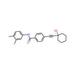 Cc1ccc(NC(=O)c2ccc(C#CC3(O)CCCCC3)cc2)cc1C ZINC000000444784