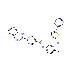 Cc1ccc(NC(=O)c2ccc(C(=O)Nc3ccccc3N)nc2)cc1Nc1ncc(-c2cccnc2)s1 ZINC000040915459