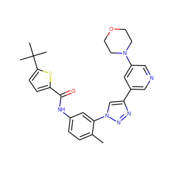 Cc1ccc(NC(=O)c2ccc(C(C)(C)C)s2)cc1-n1cc(-c2cncc(N3CCOCC3)c2)nn1 ZINC000224917174